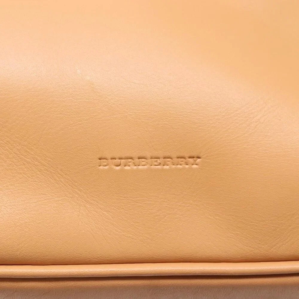 Authentic BURBERRY Shoulder Bag Leather Beige Silver - Picture 3 of 16